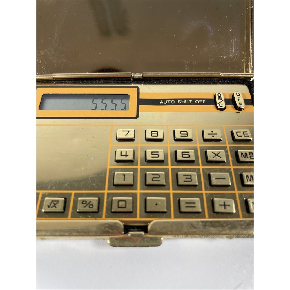 Rare Vintage  Gold Canyon Ranch Pocket Calculator with Business Card Holder - Picture 5 of 6